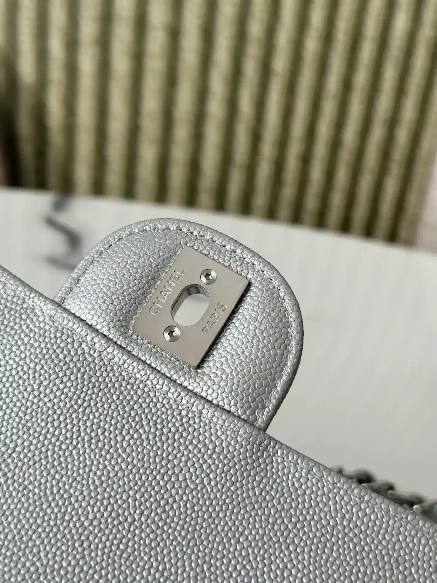 Chanel Classic Flap Silver Calfskin Shoulder Bag product photo from LabelPicks
