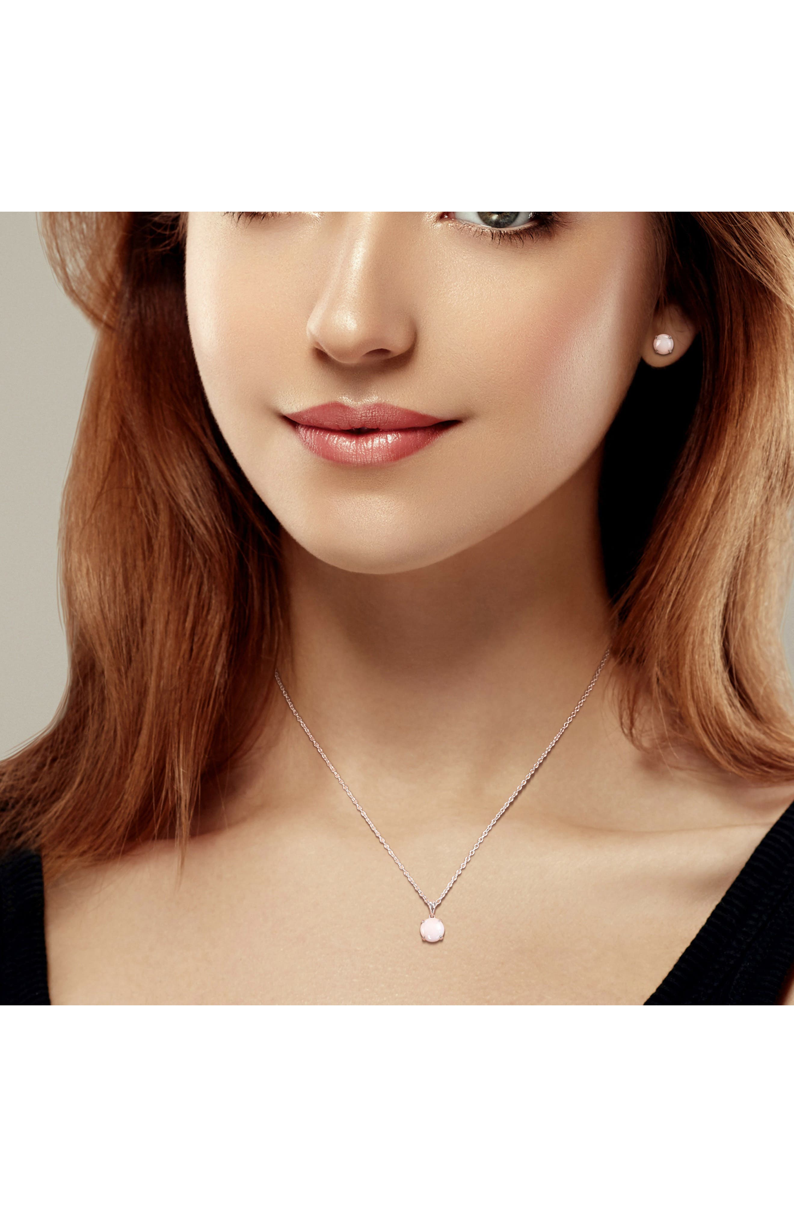 DELMAR Round Opal Stud Earrings & Pendant Necklace Set