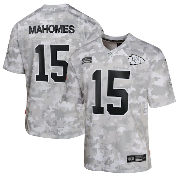 Patrick Mahomes Kansas City Chiefs Nike Youth 2024 Salute to Service Game Jersey - Arctic Camo