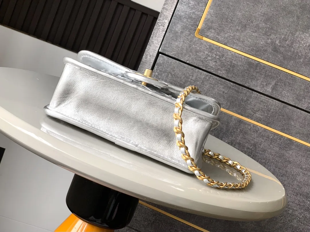 Chanel Classic Flap Silver Woven Leather Shoulder Bag product photo from LabelPicks
