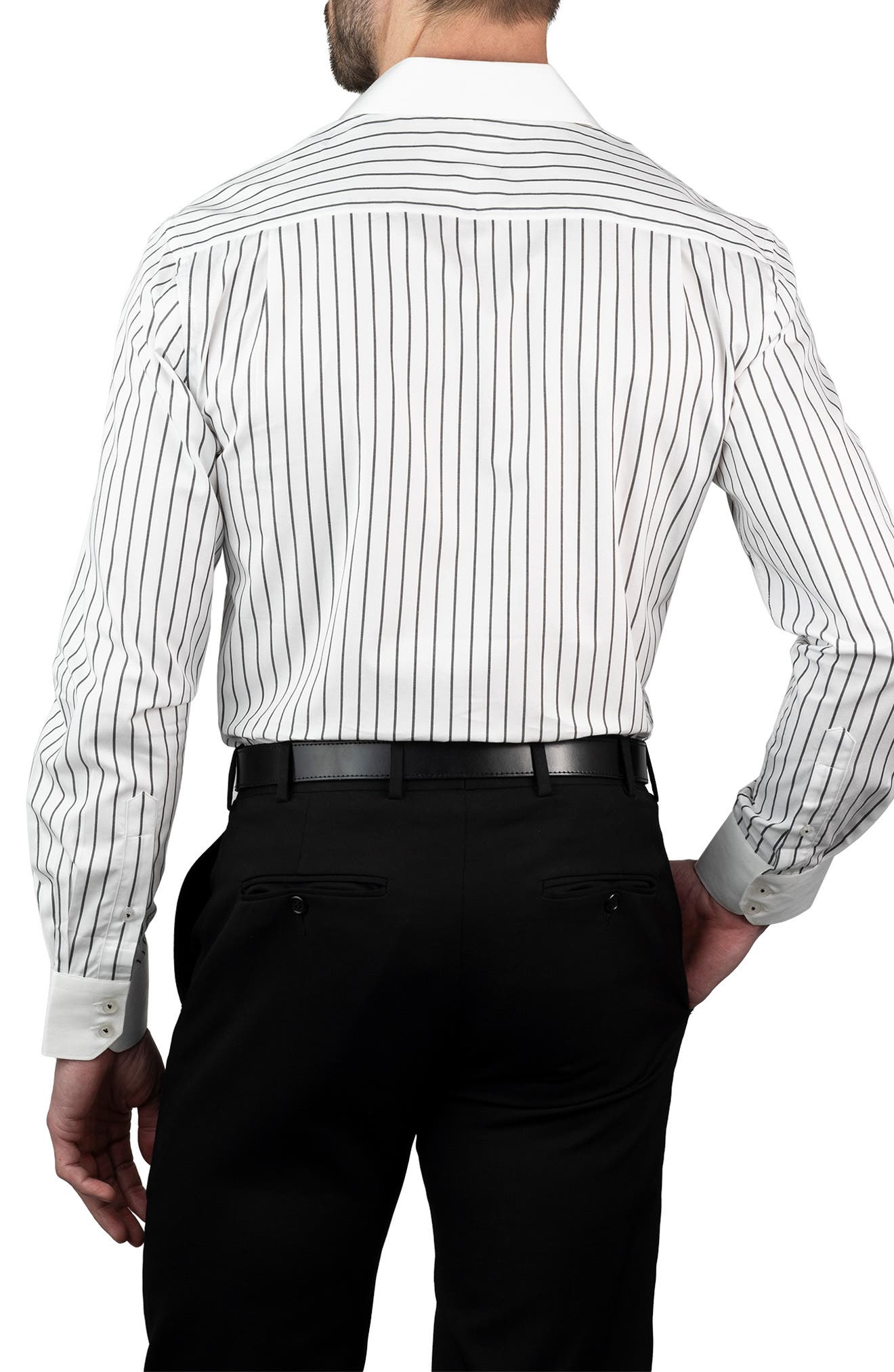 KARL LAGERFELD Trim Fit Stripe Cotton Dress Shirt