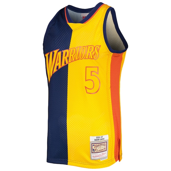 Baron Davis Golden State Warriors Hardwood Classics 2006/07 Split Swingman Jersey - Navy/Gold