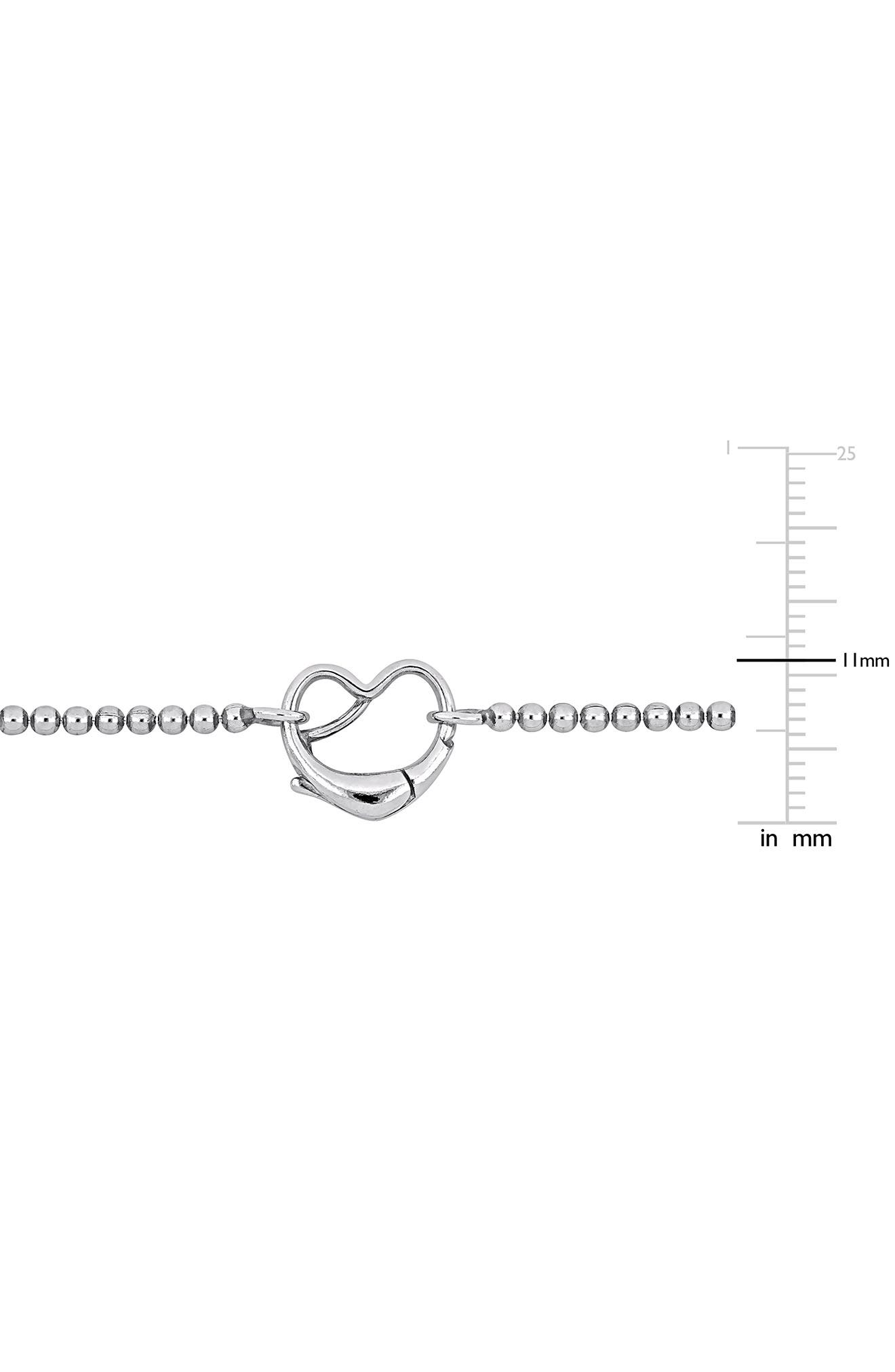DELMAR Sterling Silver Ball Chain Heart Clasp Necklace