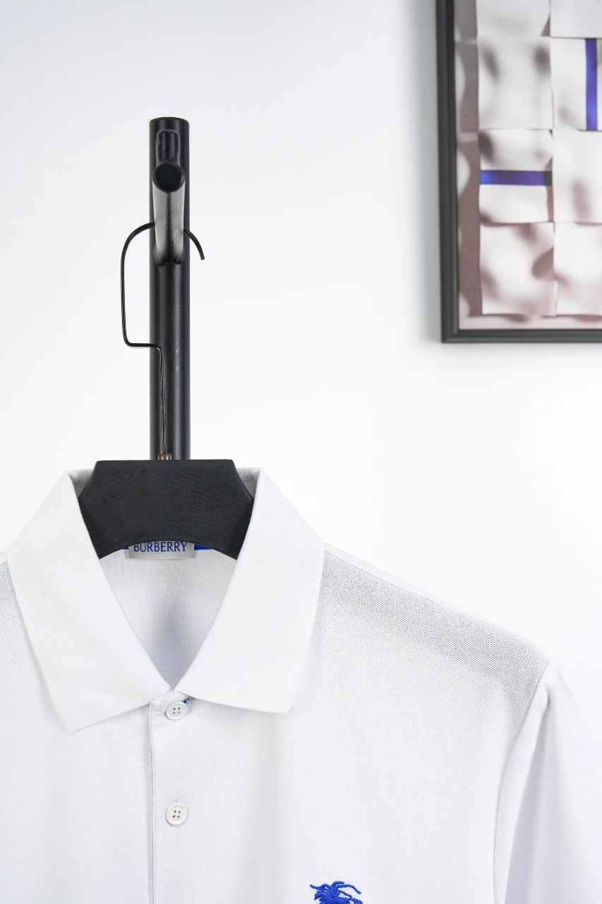 Burberry White Blue Trim Equestrian Knight Polo Shirt product photo from LabelPicks