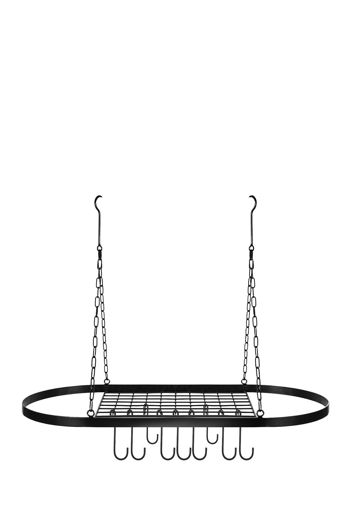 SORBUS Pot & Pan Rack for Ceiling with Hooks - Black