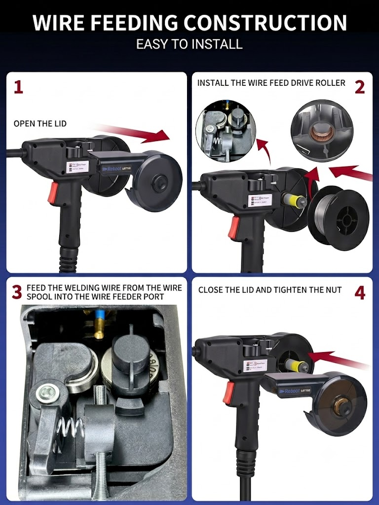 Reboot MIG Welder Spool Gun 13ft LBT150,150Amp MIG Aluminum Welding Torch Works for RBM2500 PRO only