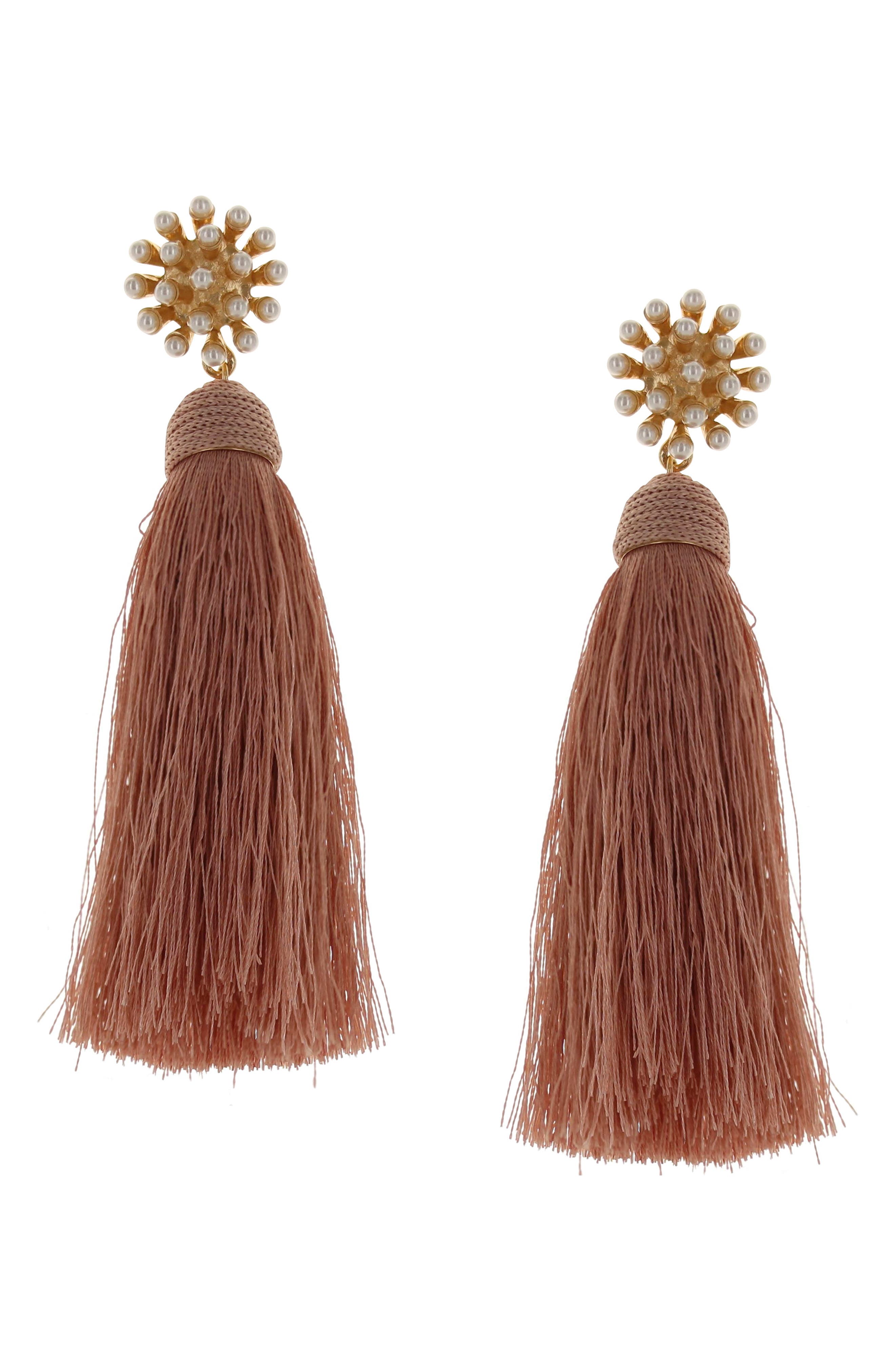 OLIVIA WELLES Briella Imitation Pearl & Tassel Drop Earrings