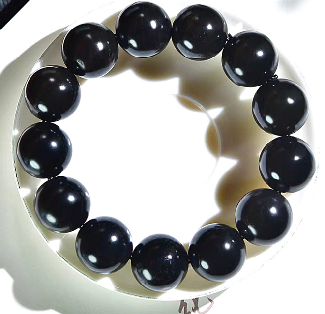 Natural Hetian jade bracelet men's ink jade round bead bracelet transfer beads Xinjiang jade hand jewelry Buddha beads text play