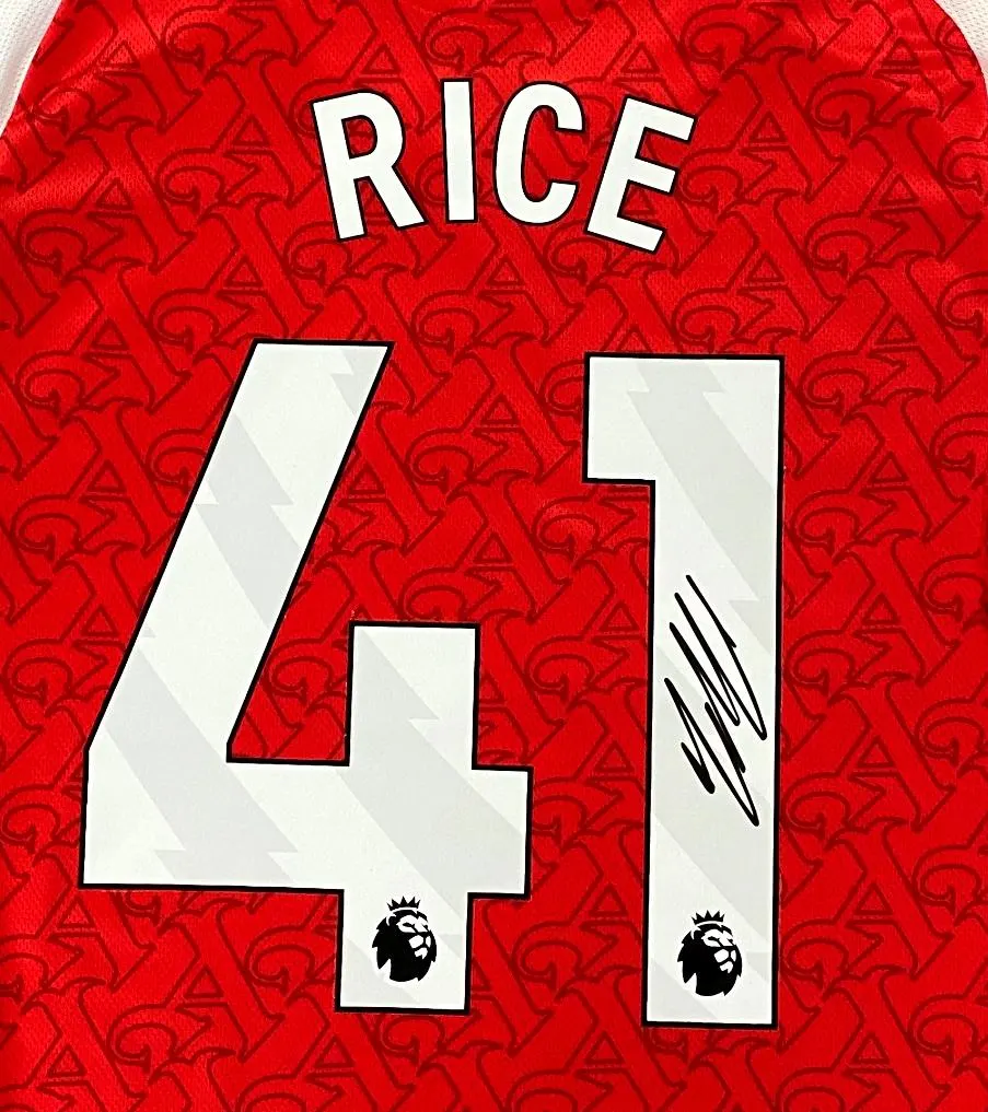 Declan Rice SIGNED Arsenal 25/26 Home Jersey/Shirt - COA - 2025