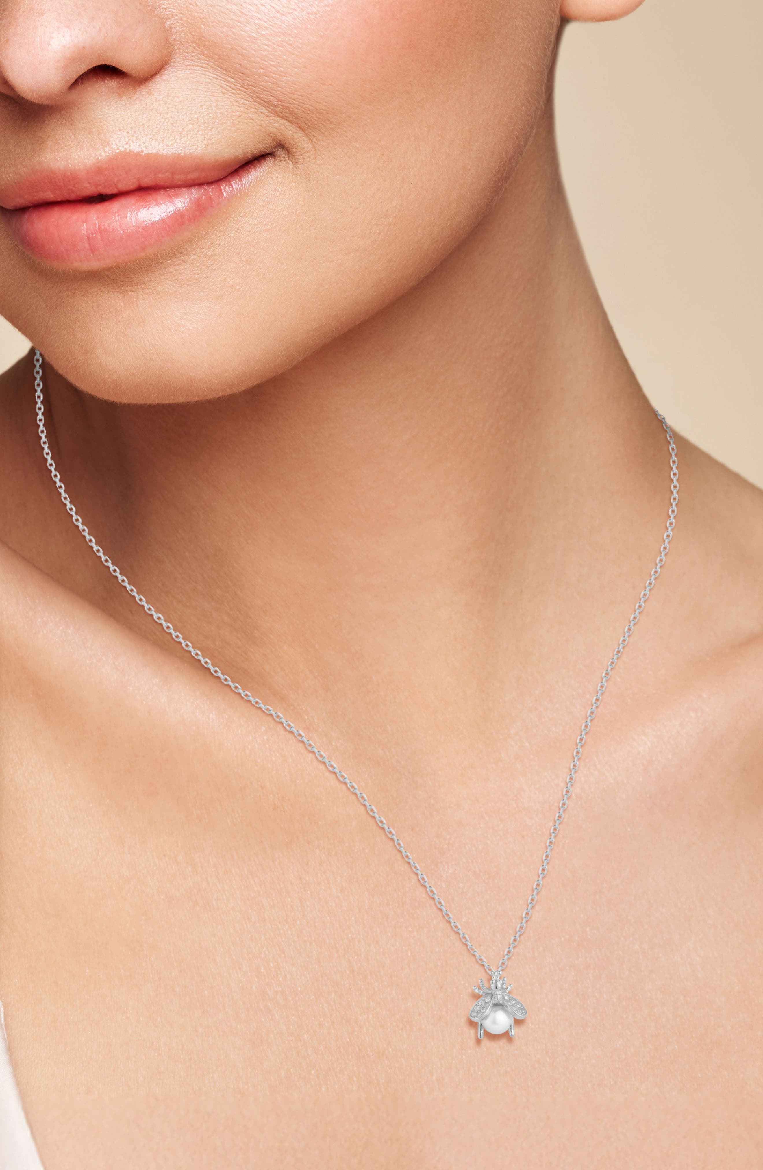 SPHERA MILANO Bee Cubic Zirconia & Cultured Pearl Pendant Necklace