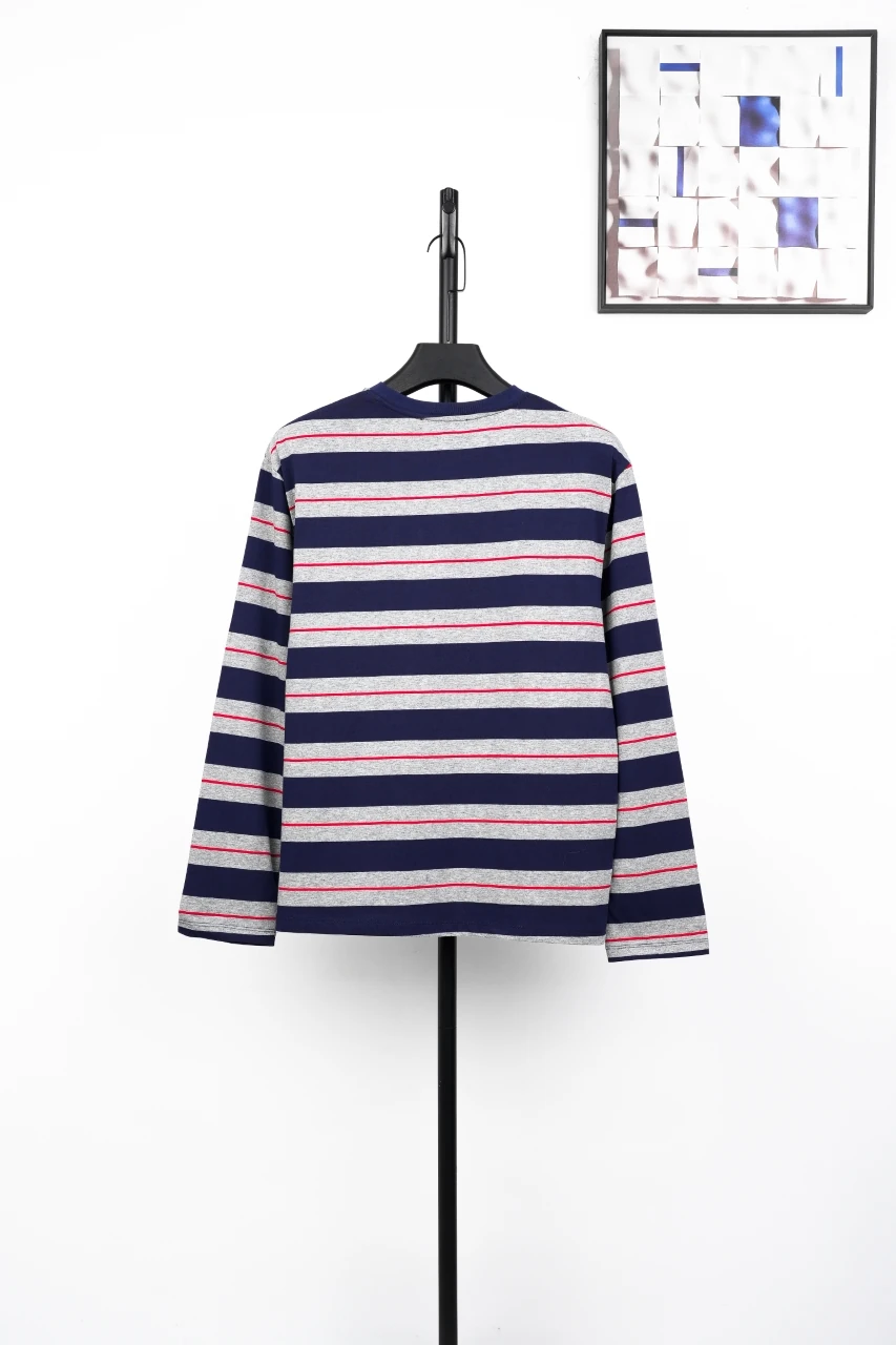 Miu Miu Navy Pink Stripe Crewneck Long Sleeve T-Shirt product photo from LabelPicks