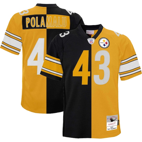 Troy Polamalu Pittsburgh Steelers Youth Split Legacy Jersey - Black/Gold