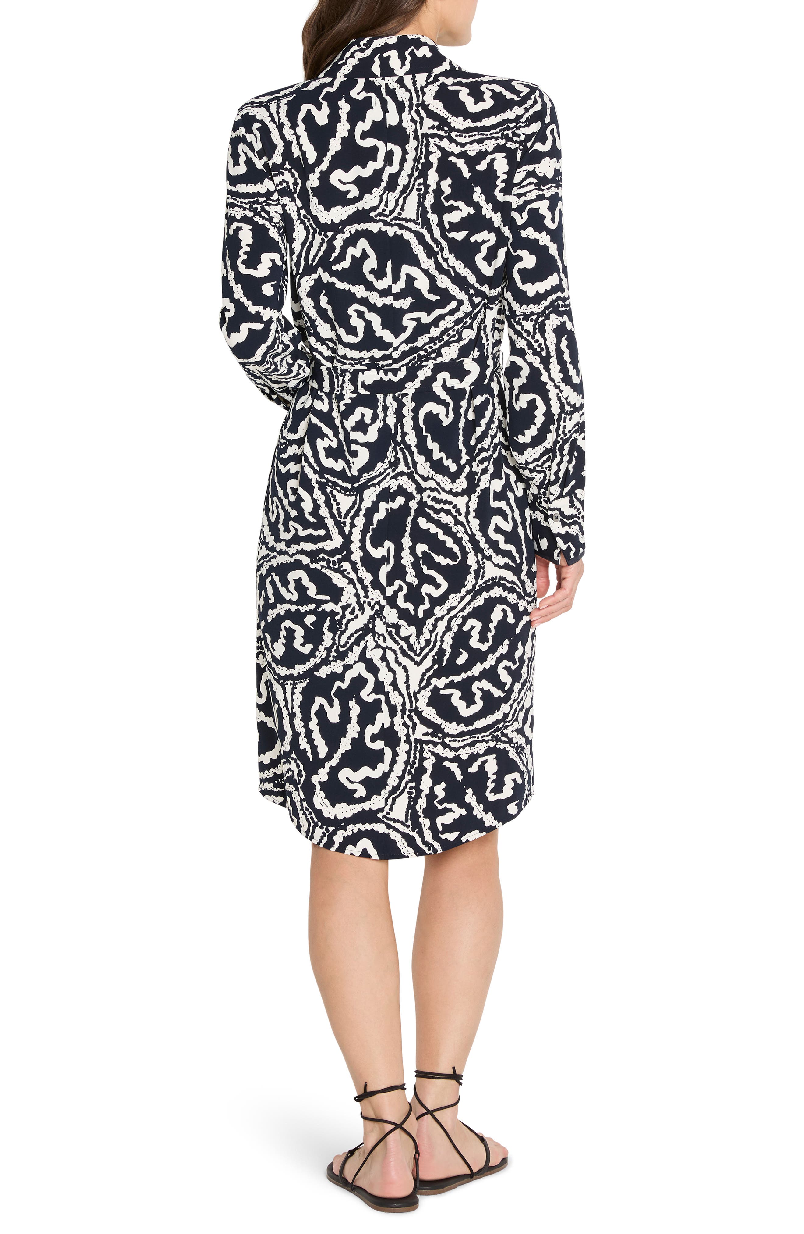 NIC+ZOE Indigo Leaf Double Crepe Shirtdress