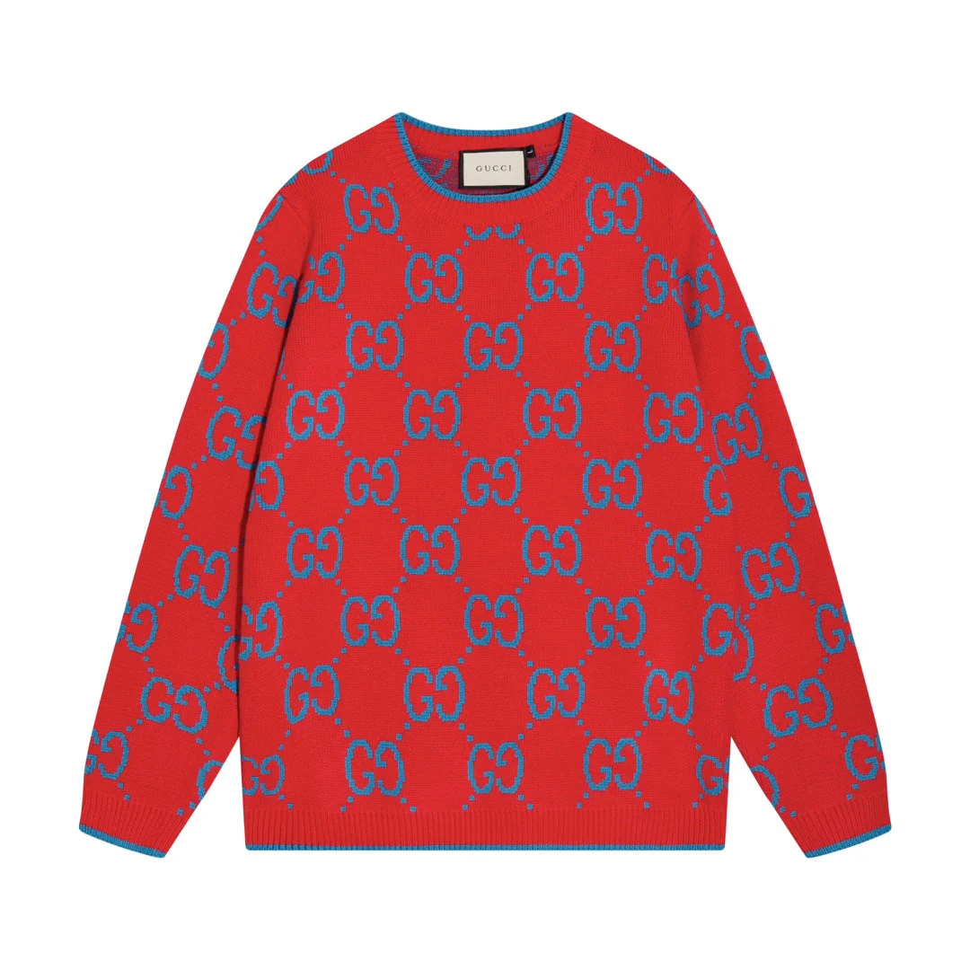 0909 New alphabet jacquard crew-neck sweater