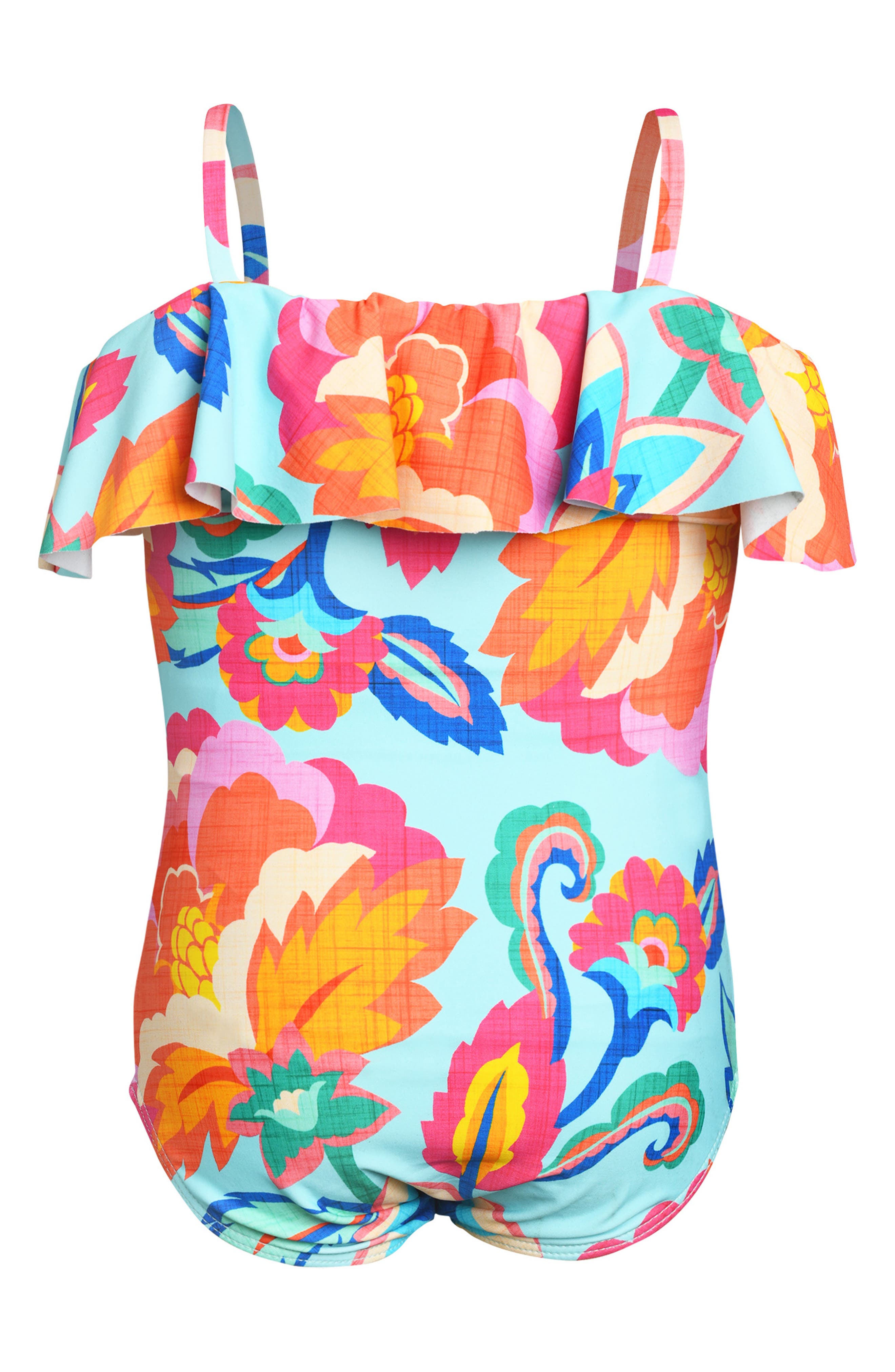 La Blanca Kids' Breezy Ruffle Off the Shoulder One-Piece Swimsuit