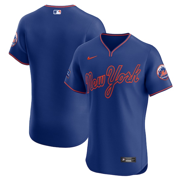 New York Mets Nike Alternate  Sponsor Patch Elite Jersey - Royal