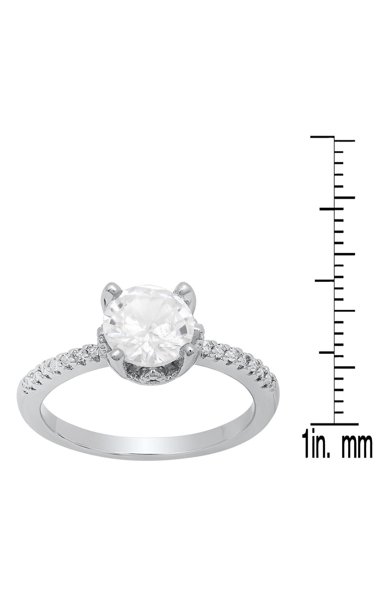 HMY JEWELRY 18K White Gold Plated Simulated Diamond Ring