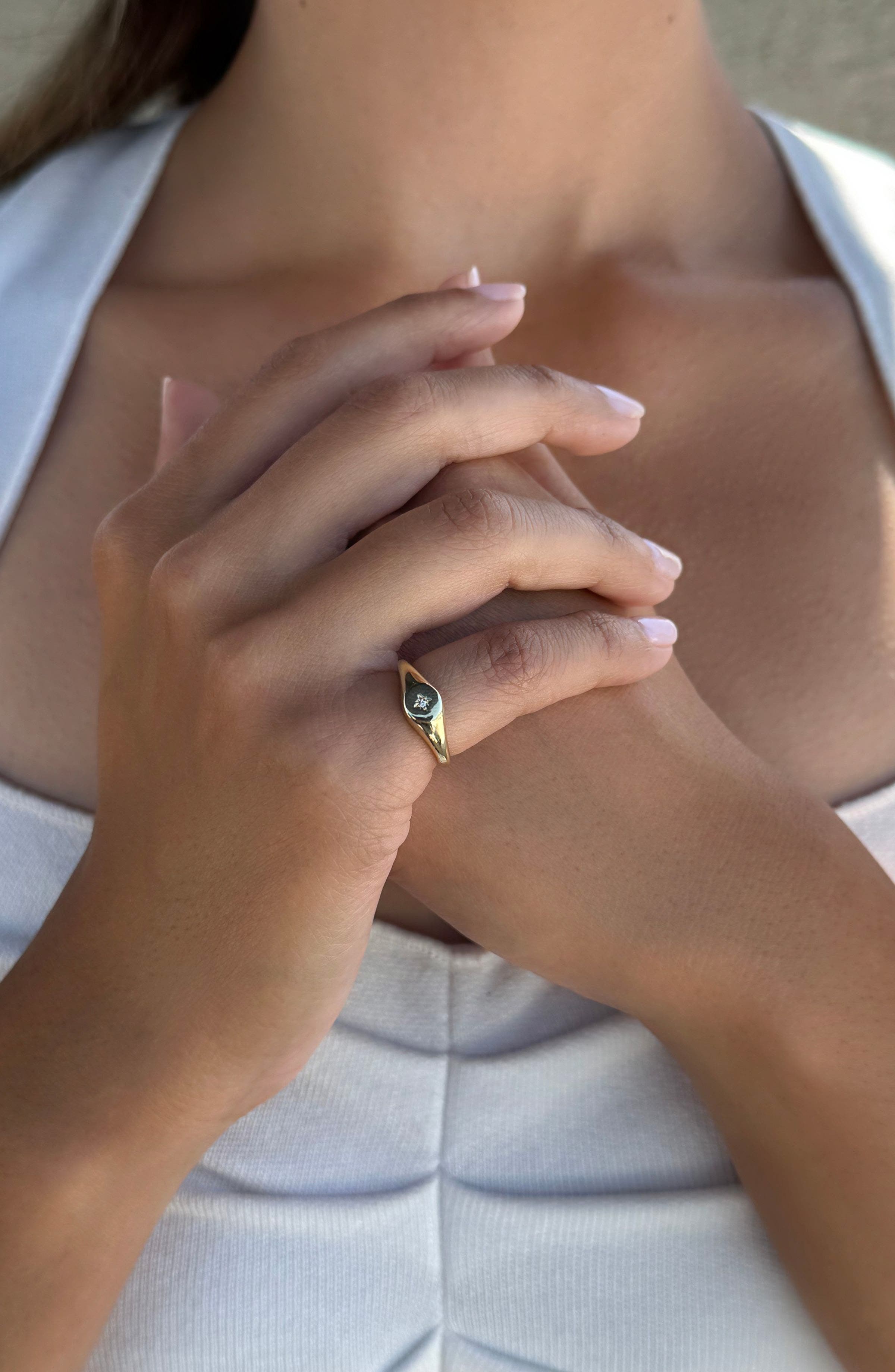 Adornia Starburst CZ Signet Ring