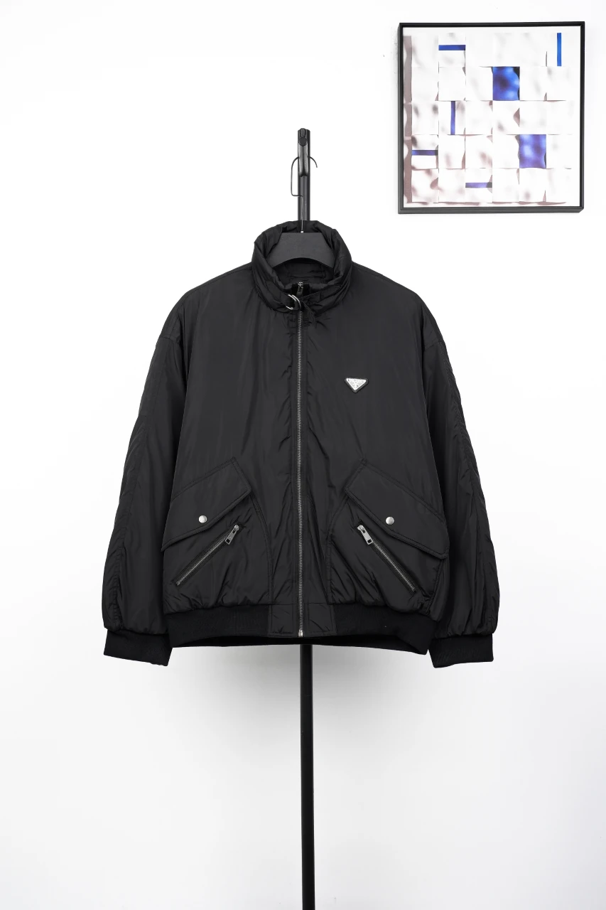 Prada Black Hooded Nylon Down Jacket with Metal Triangle Logo product photo from LabelPicks