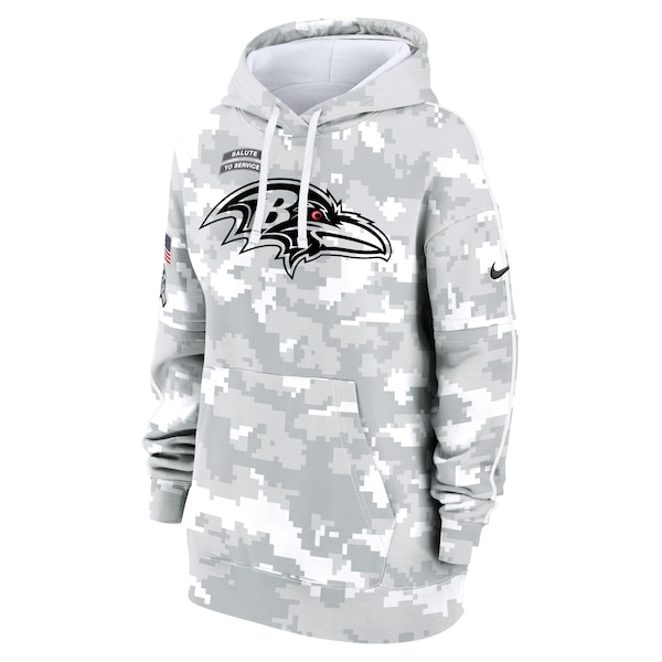 Baltimore Ravens Nike Women's 2024 Salute To Service Club Fleece Pullover Hoodie - Arctic Camo