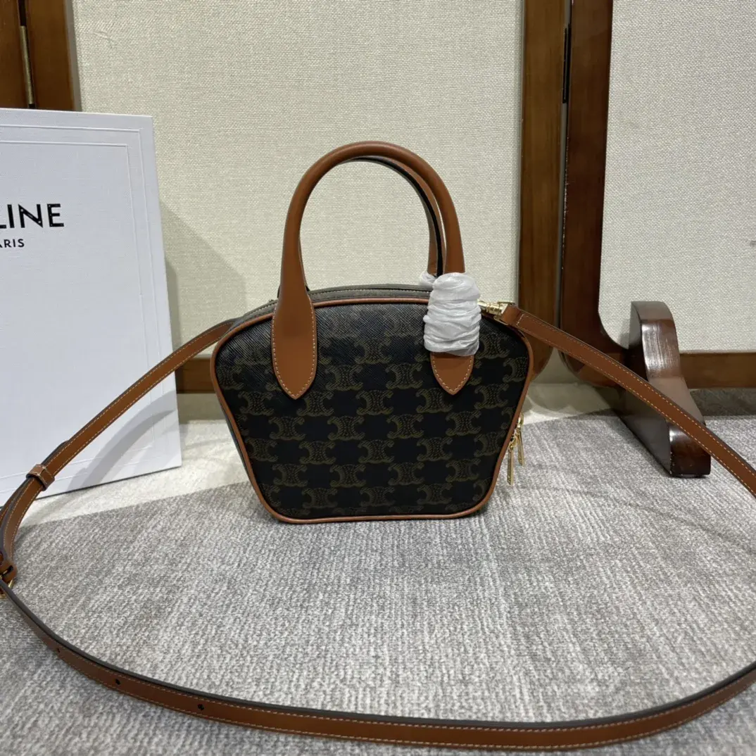 Celine Triomphe Brown Calfskin Top Handle Bag product photo from LabelPicks