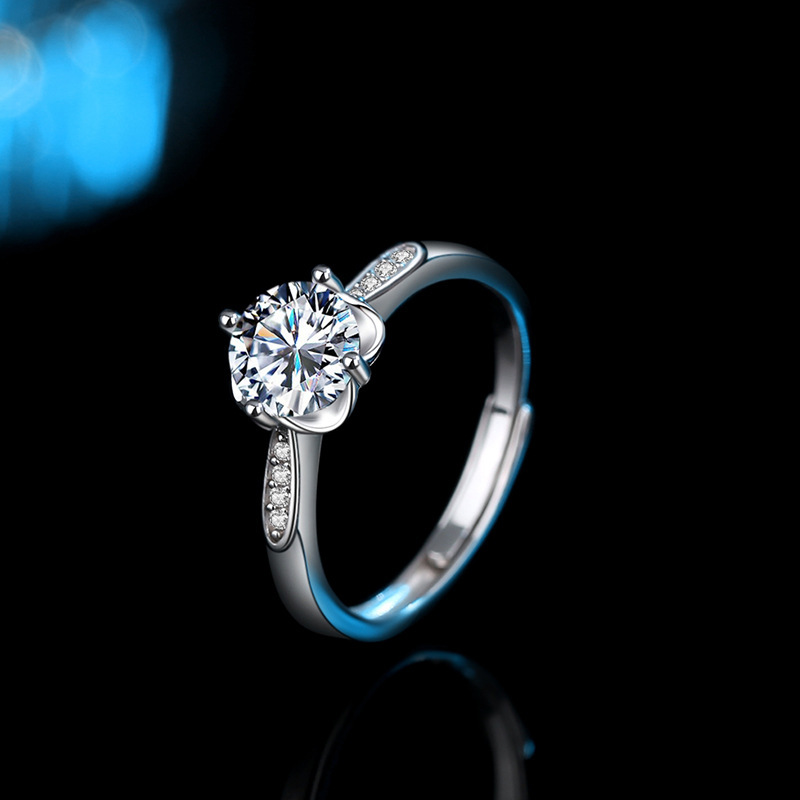 925 Sterling Silver Moissanite Ring for Women,Classic Wedding Jewelry Ring