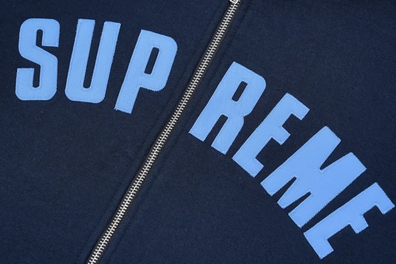Supreme Navy Applique Letter Zip Hoodie Jacket product photo from LabelPicks