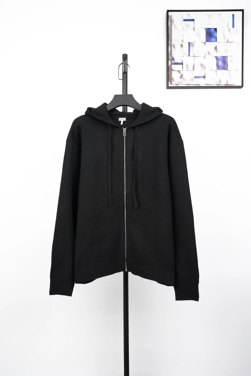 LOEWE Black Tonal Anagram Wool Hooded Jacket product photo from LabelPicks