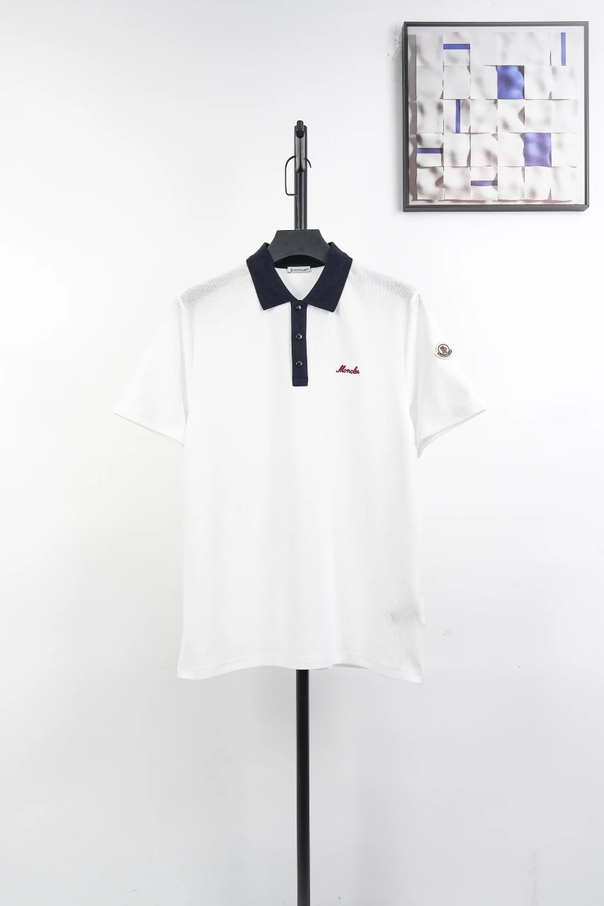 Moncler White Contrast-Collar Snap Polo Shirt product photo from LabelPicks