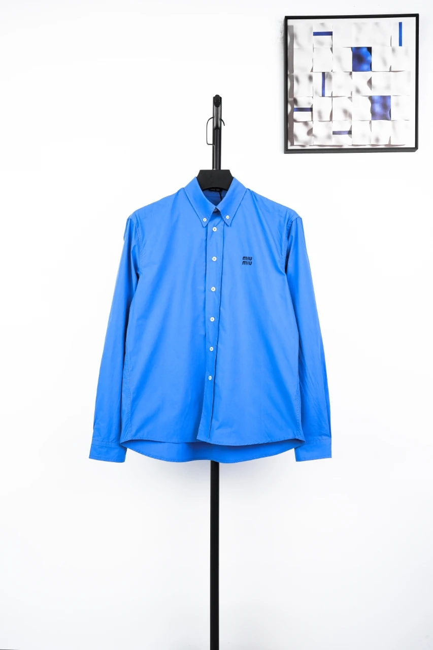 Miu Miu Klein Blue Embroidered Long Sleeve Shirt product photo from LabelPicks