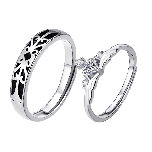 Princess and knight couple ring niche design