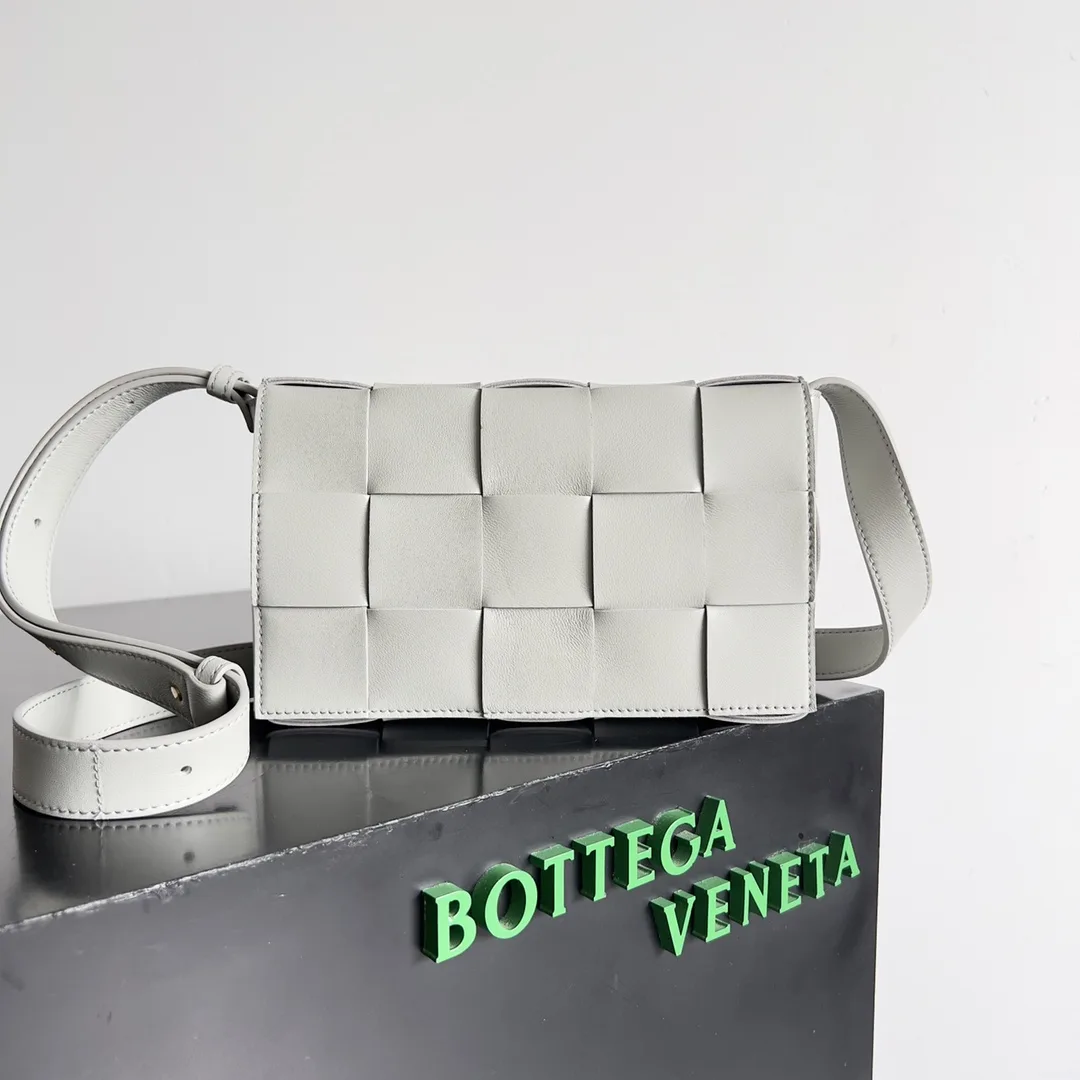 Bottega Veneta Cassette Grey Intrecciato Woven Leather Shoulder Bag product photo from LabelPicks