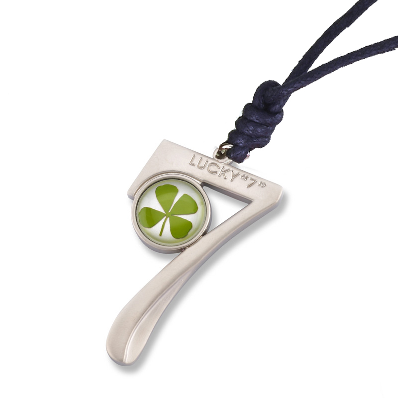 Lucky Number 7 Necklace with Four-Leaf Clover
