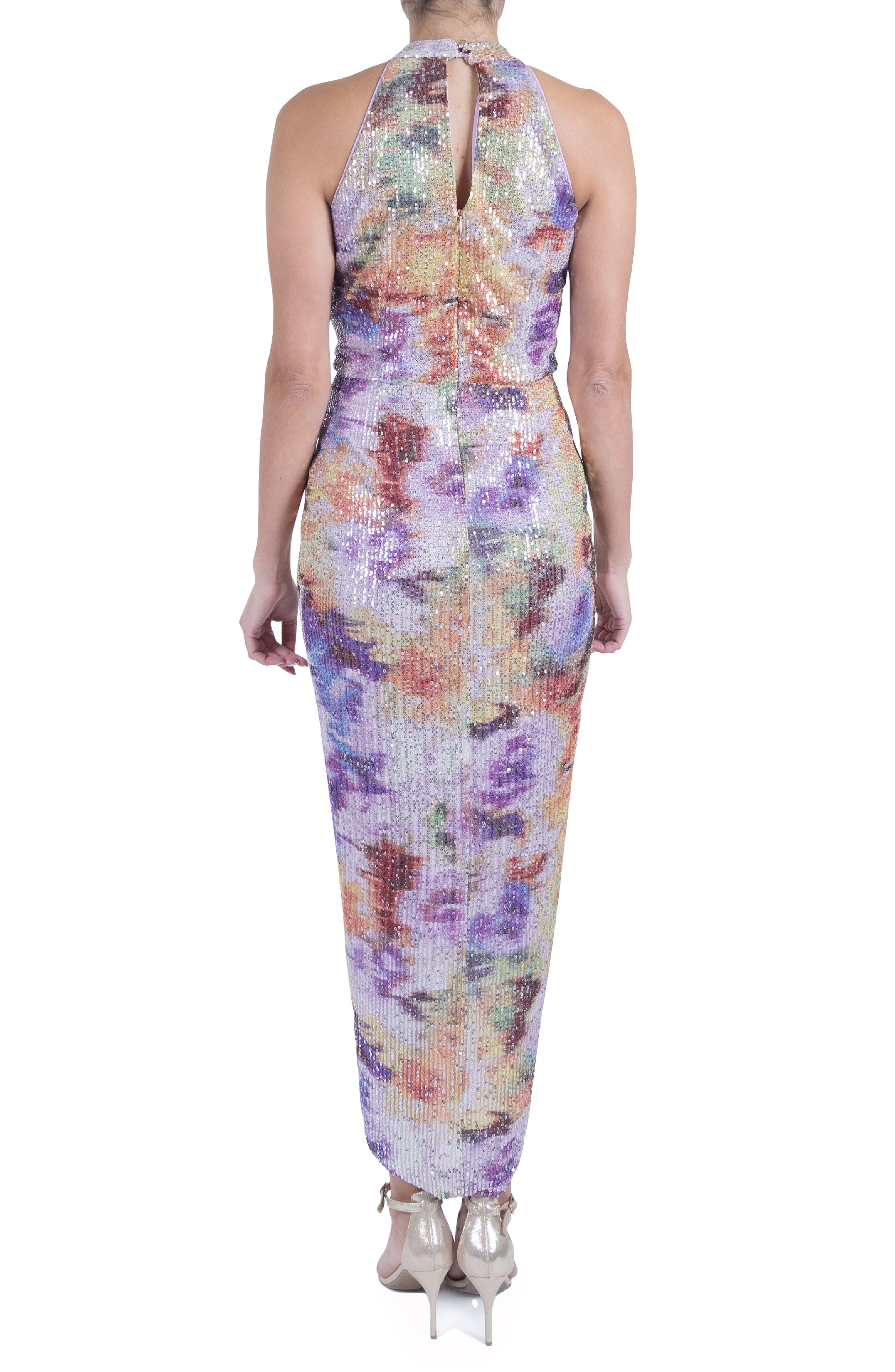 Julia Jordan Twist Neck Sequin High-Low Dress