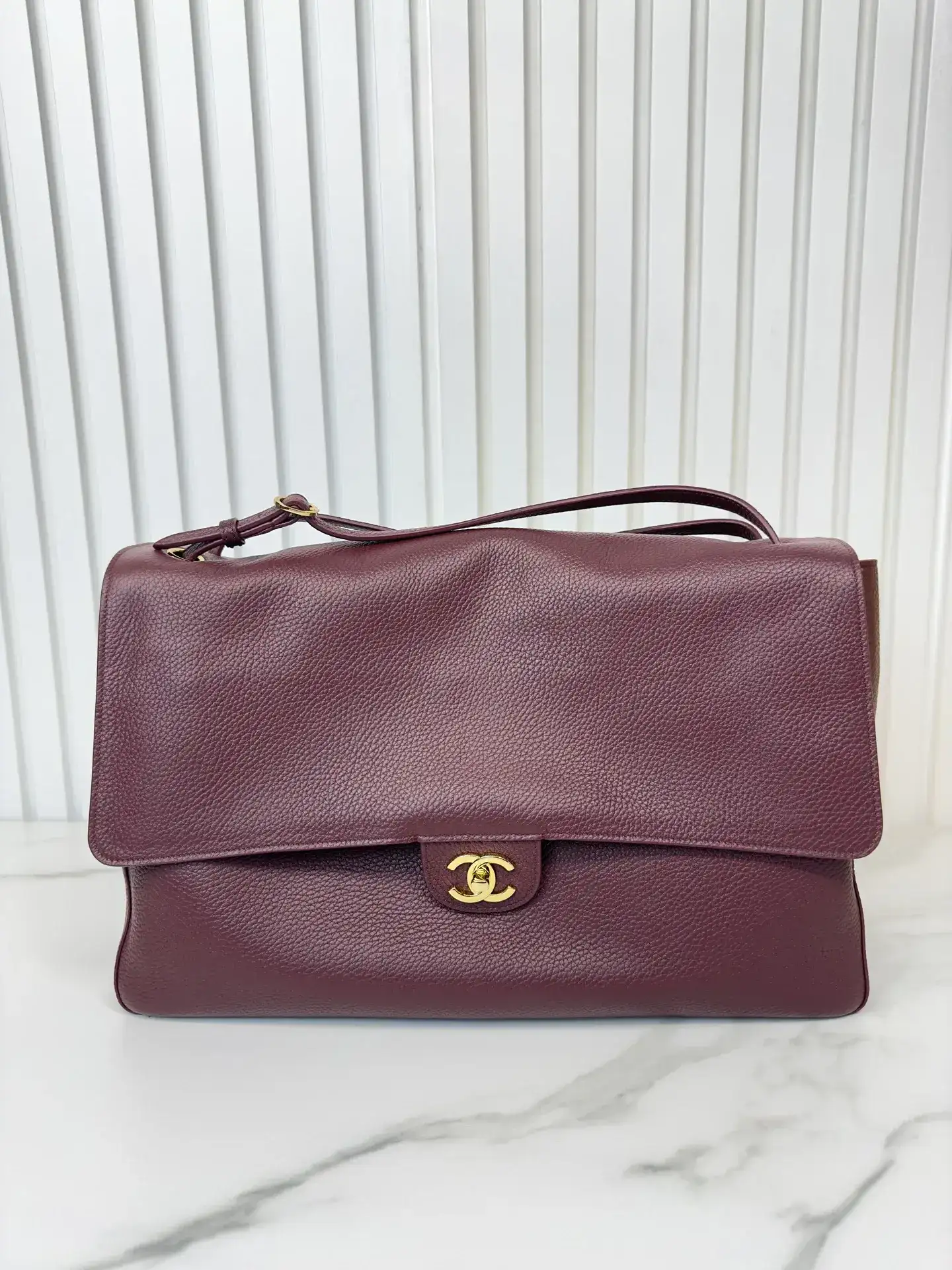 Chanel Classic Flap Burgundy Grained Leather Shoulder Bag product photo from LabelPicks