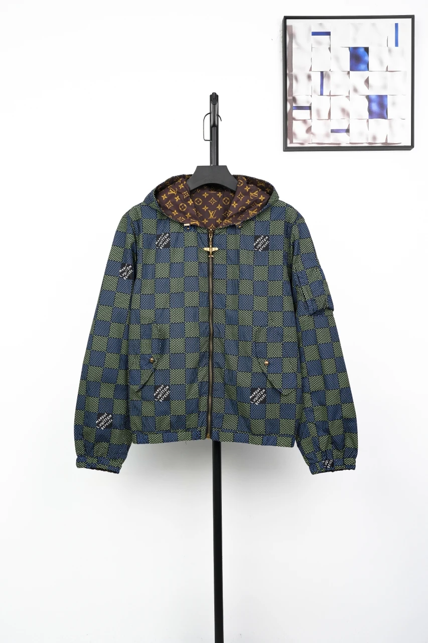 Louis Vuitton Green Damier Reversible Hooded Jacket product photo from LabelPicks