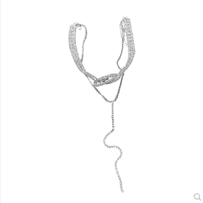 new European and American fashion trend temperament diamond inlaid cross clavicle chain handsome personality Necklace woman
