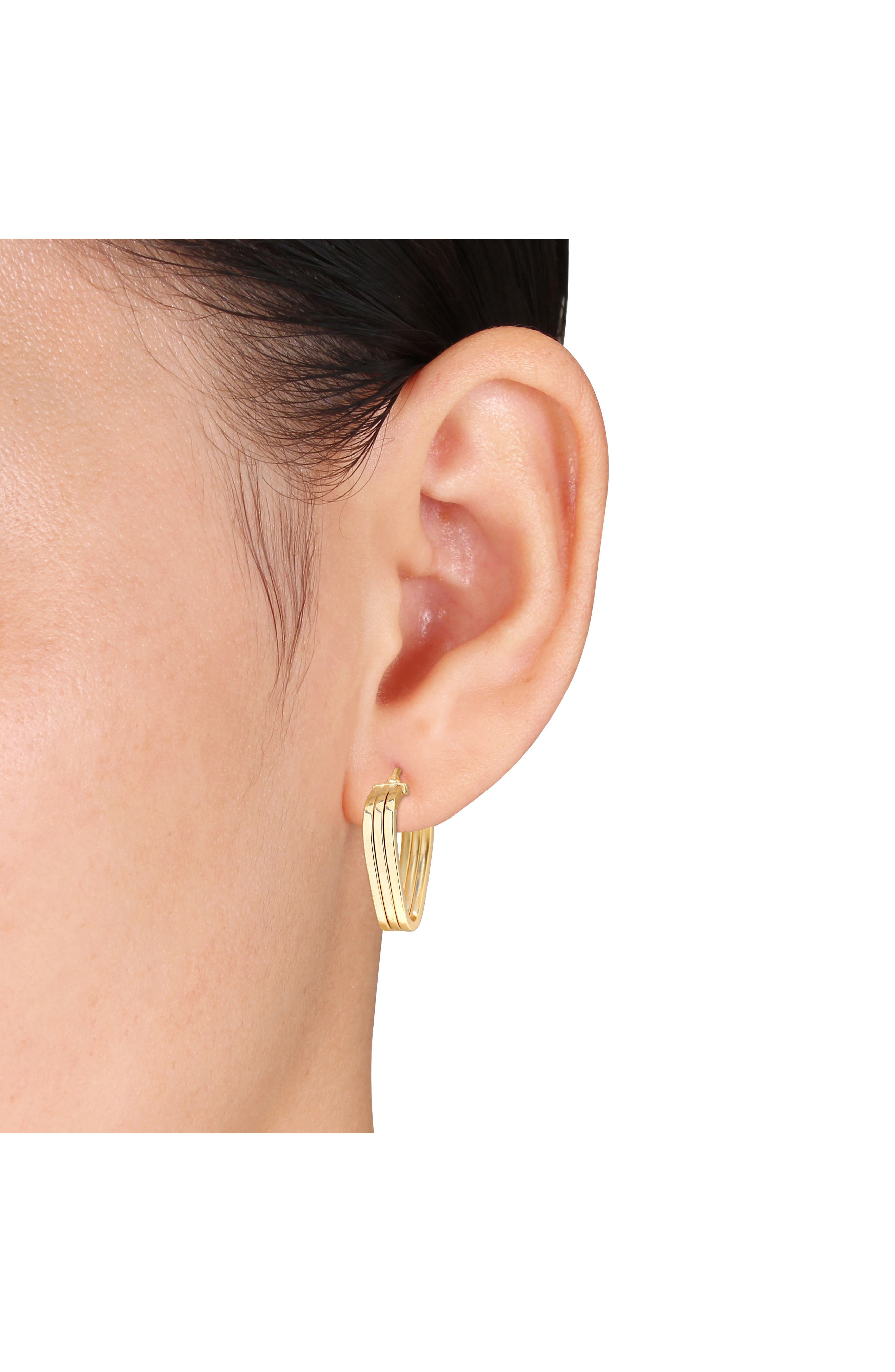 DELMAR Triple V-Shape Hoop Earrings