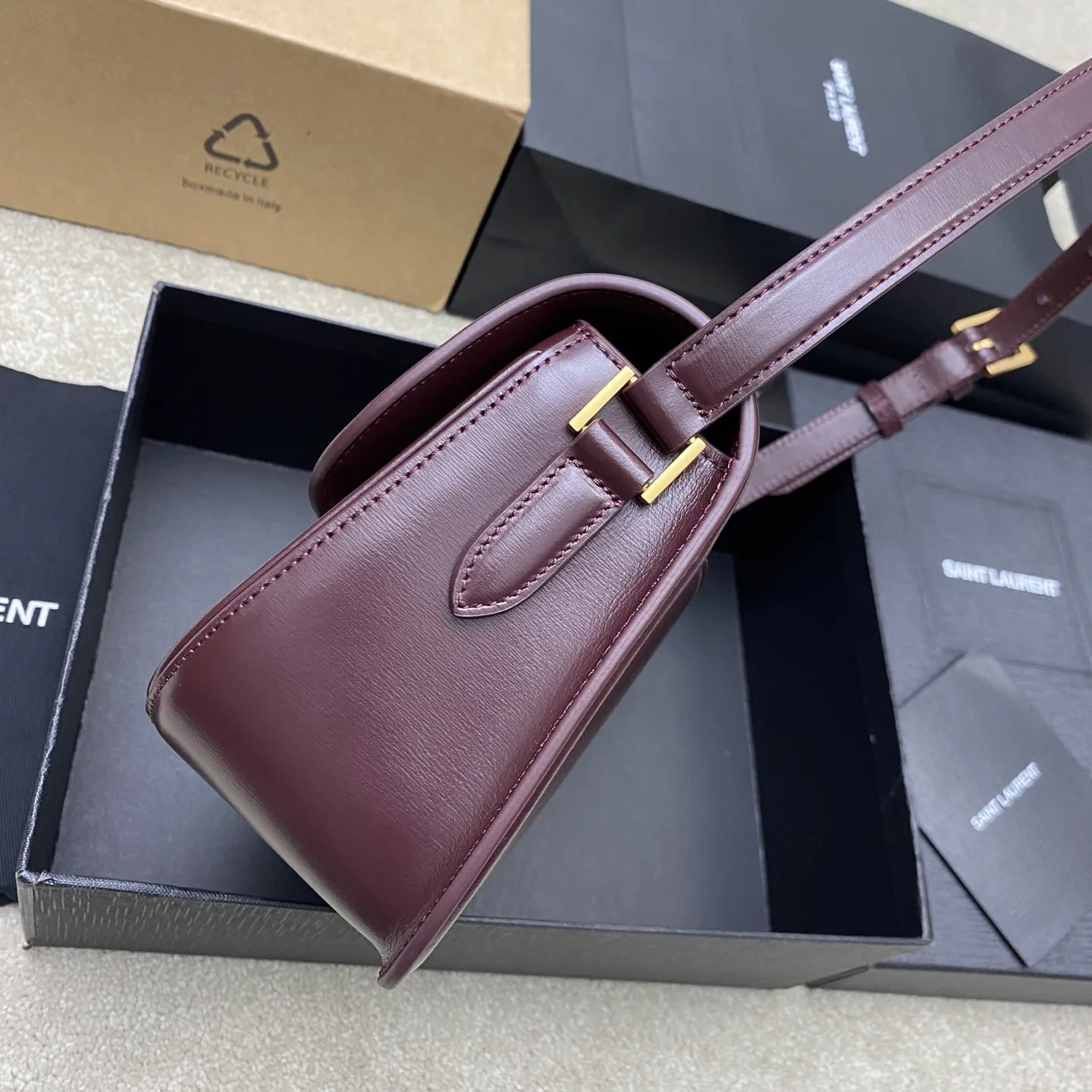 Saint Laurent Burgundy Lambskin Shoulder Bag product photo from LabelPicks