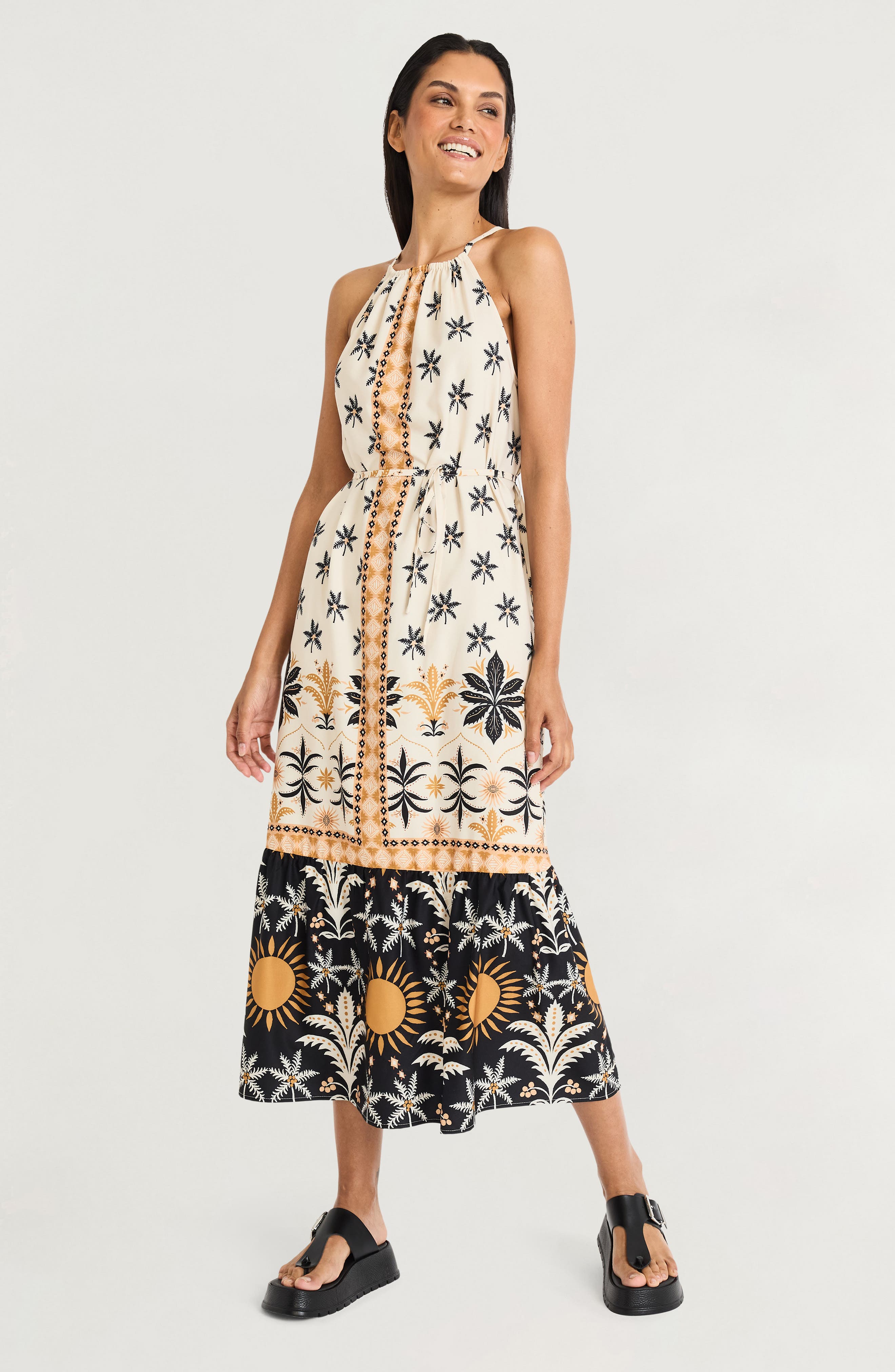 The Good Journey Printed Maxi Halter Dress