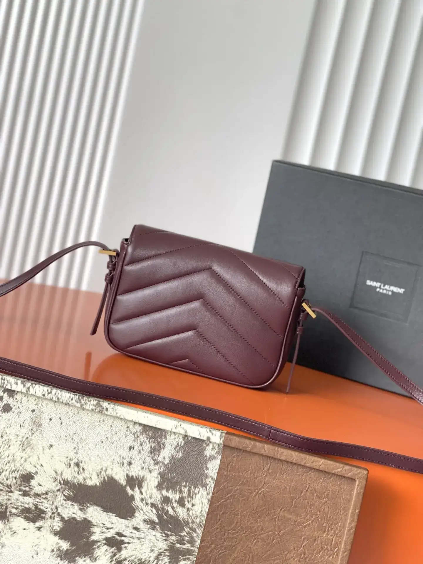 Saint Laurent Burgundy Loulou Quilted Leather Crossbody Bag product photo from LabelPicks