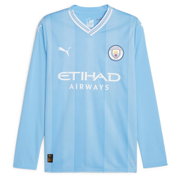 Erling Haaland Manchester City Puma 2023/24 Home Replica Player Long Sleeve Jersey - Sky Blue