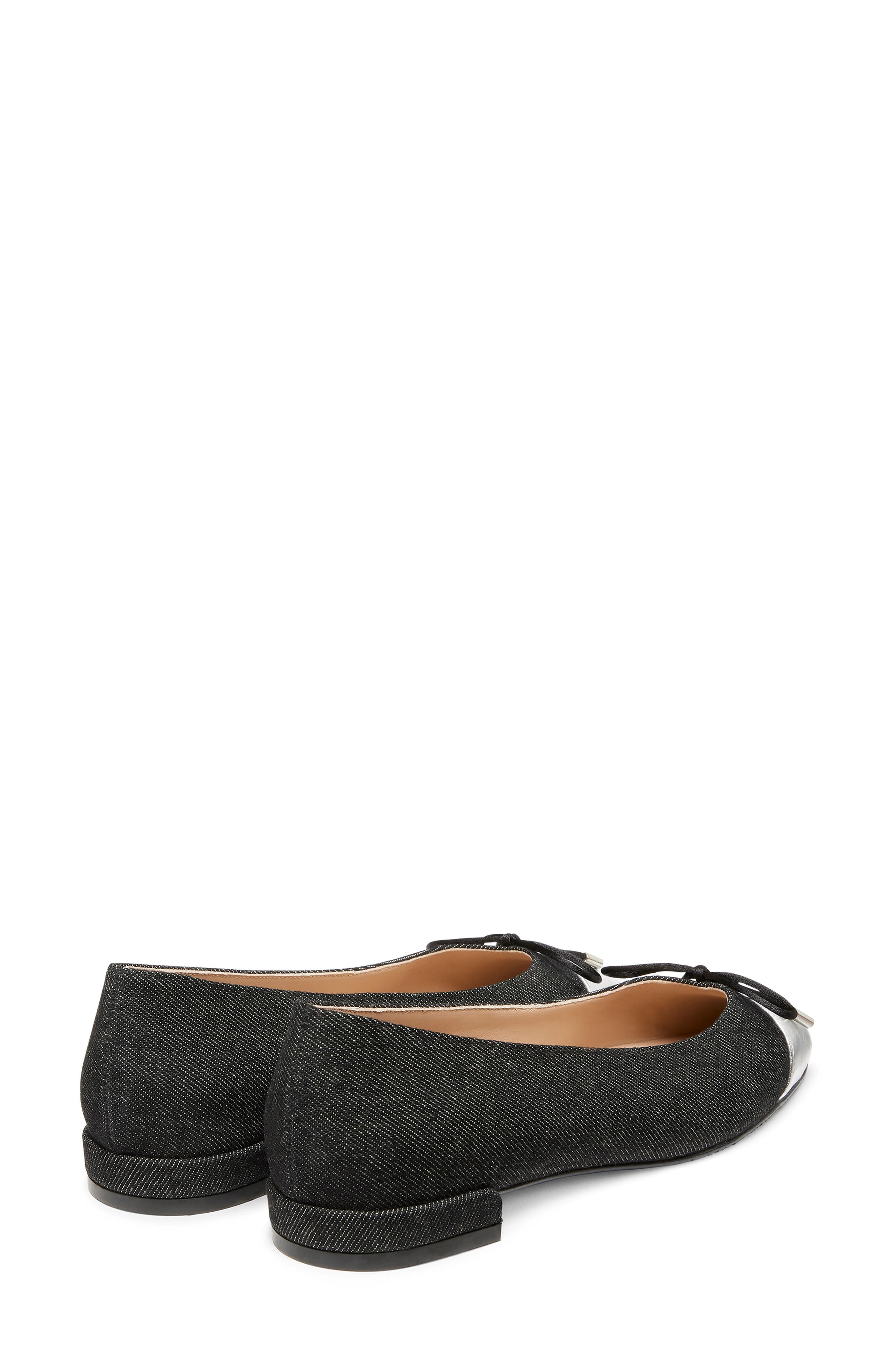 Stuart Weitzman Sleek Cap Toe Bow Flat