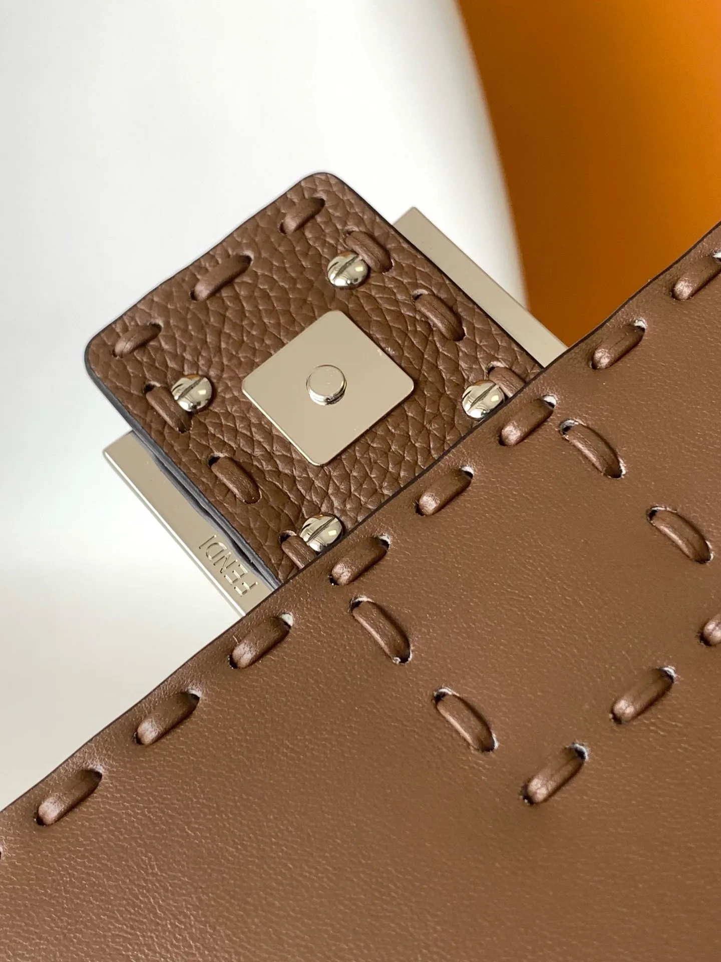 Fendi Baguette Brown Grained Leather Shoulder Bag product photo from LabelPicks