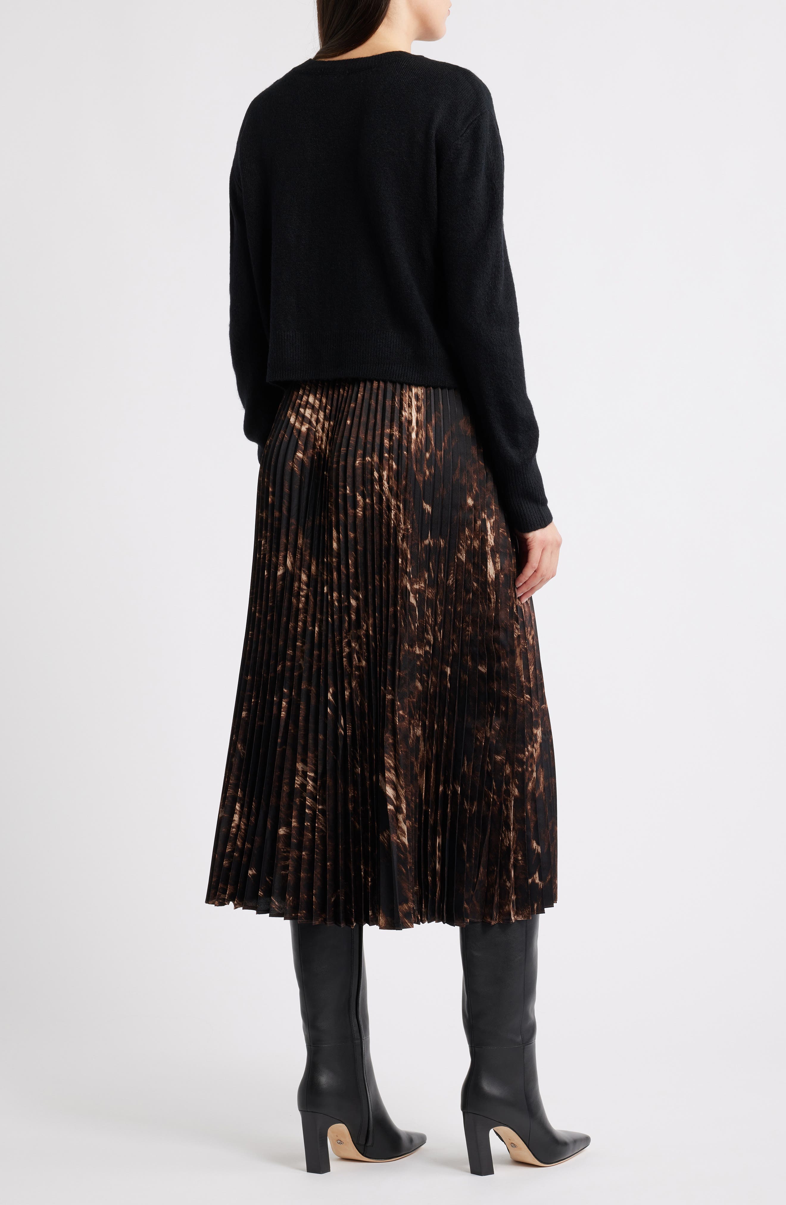 Halogen® Mixed Media Long Sleeve Dress