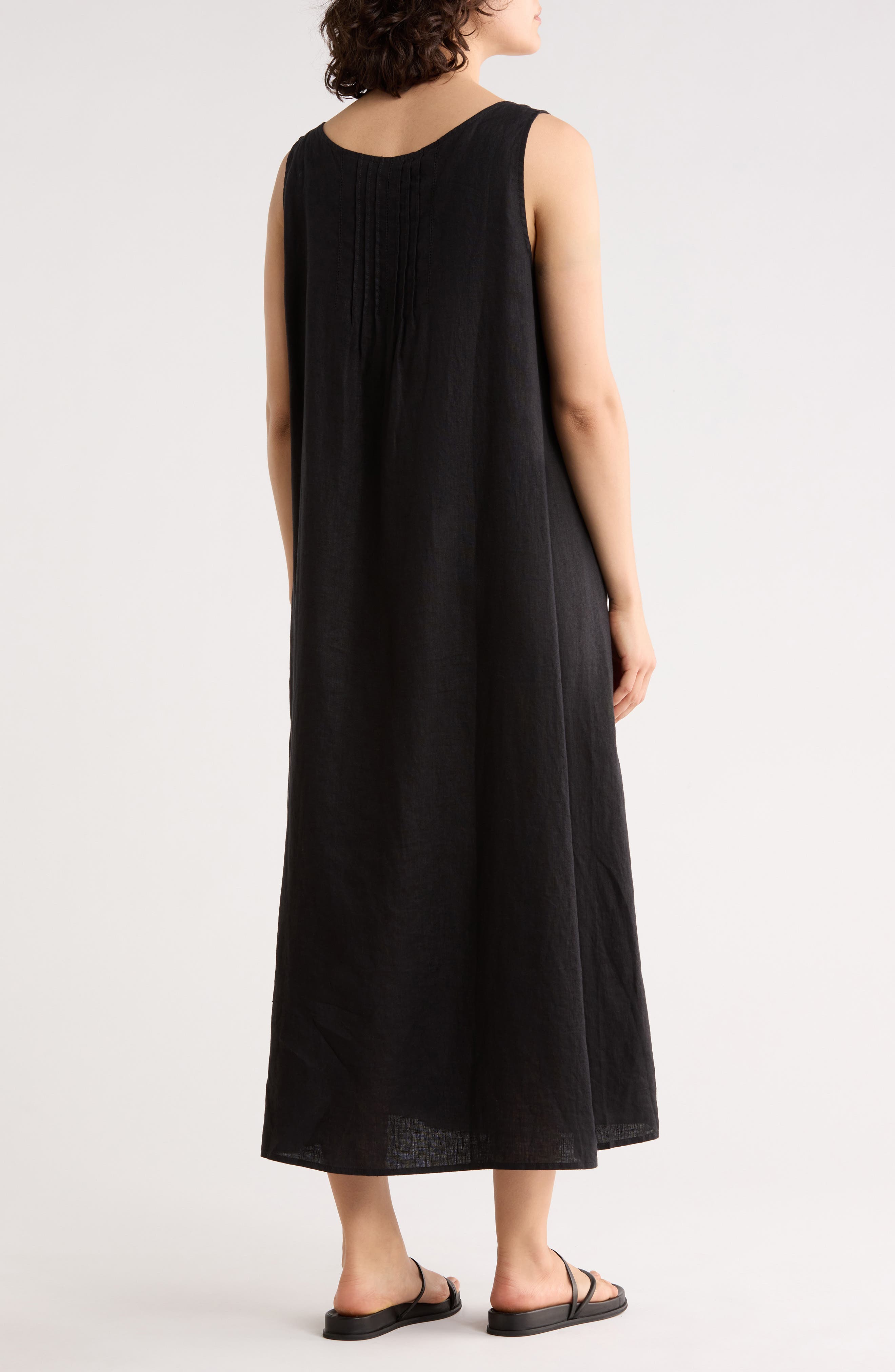 Eileen Fisher Pintuck Sleeveless Organic Linen Dress
