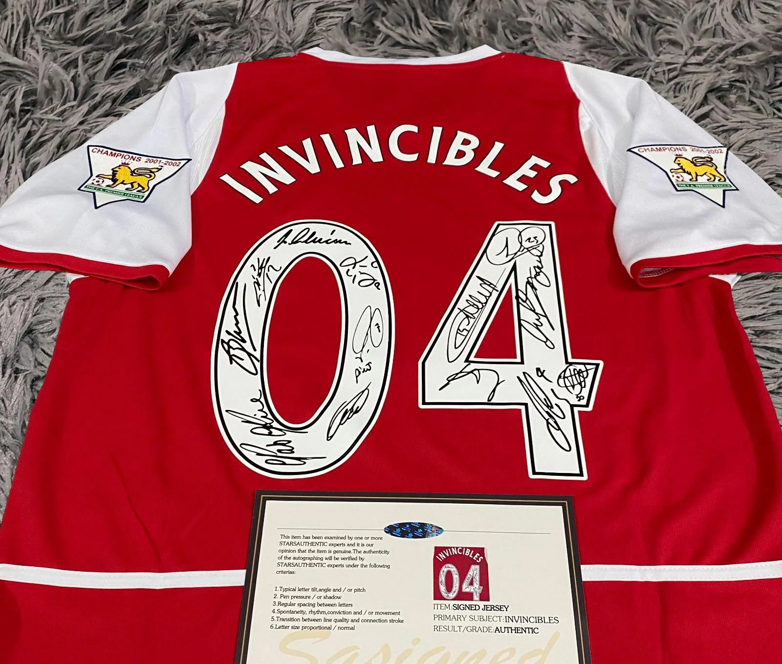 Arsenal FULL 2004 SIGNED Invincibles Team Squad Signature Jersey/Shirt + COA 03/04 Retro