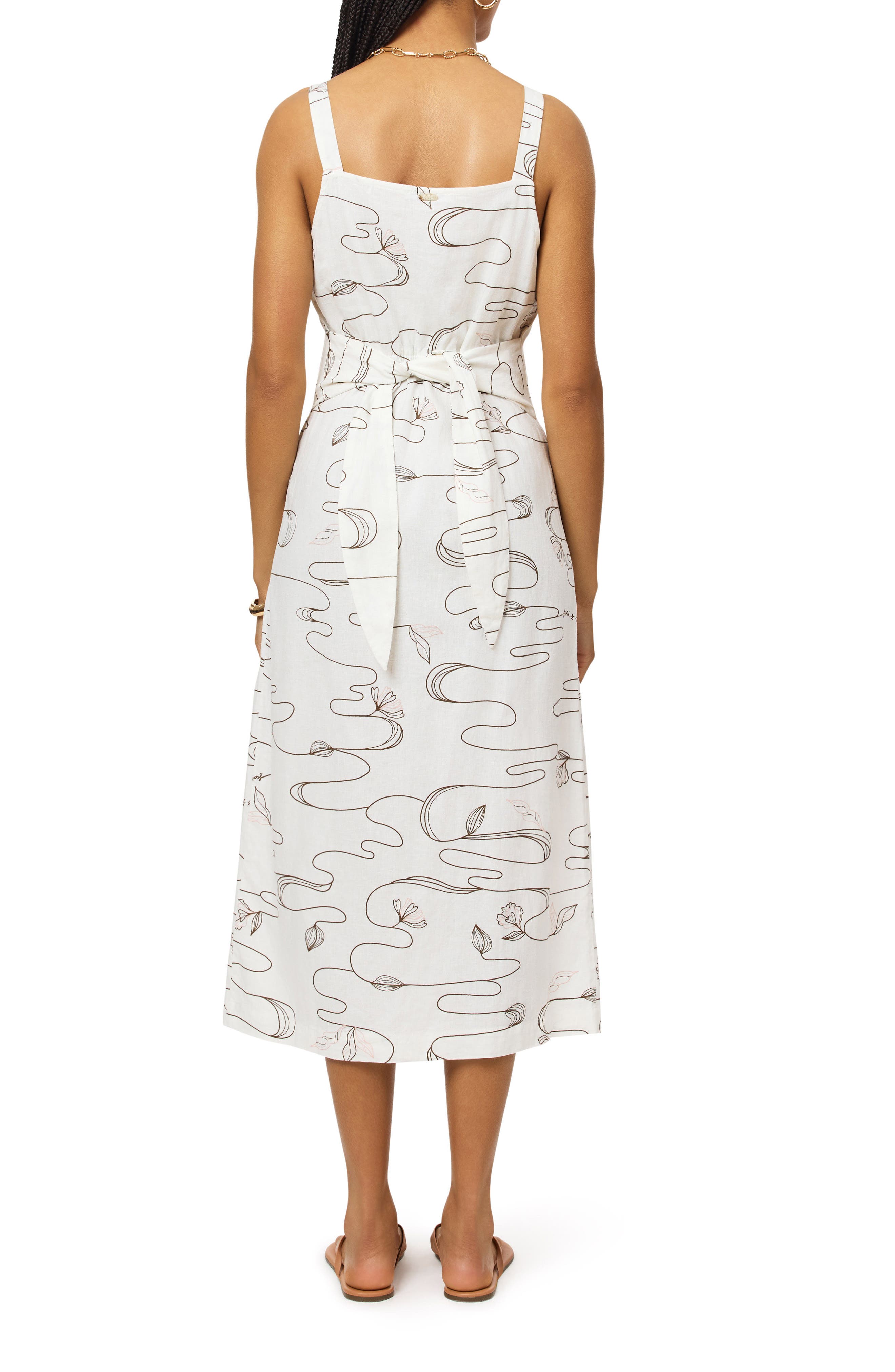 Scotch & Soda Sleeveless Button Front Linen Blend Midi Dress