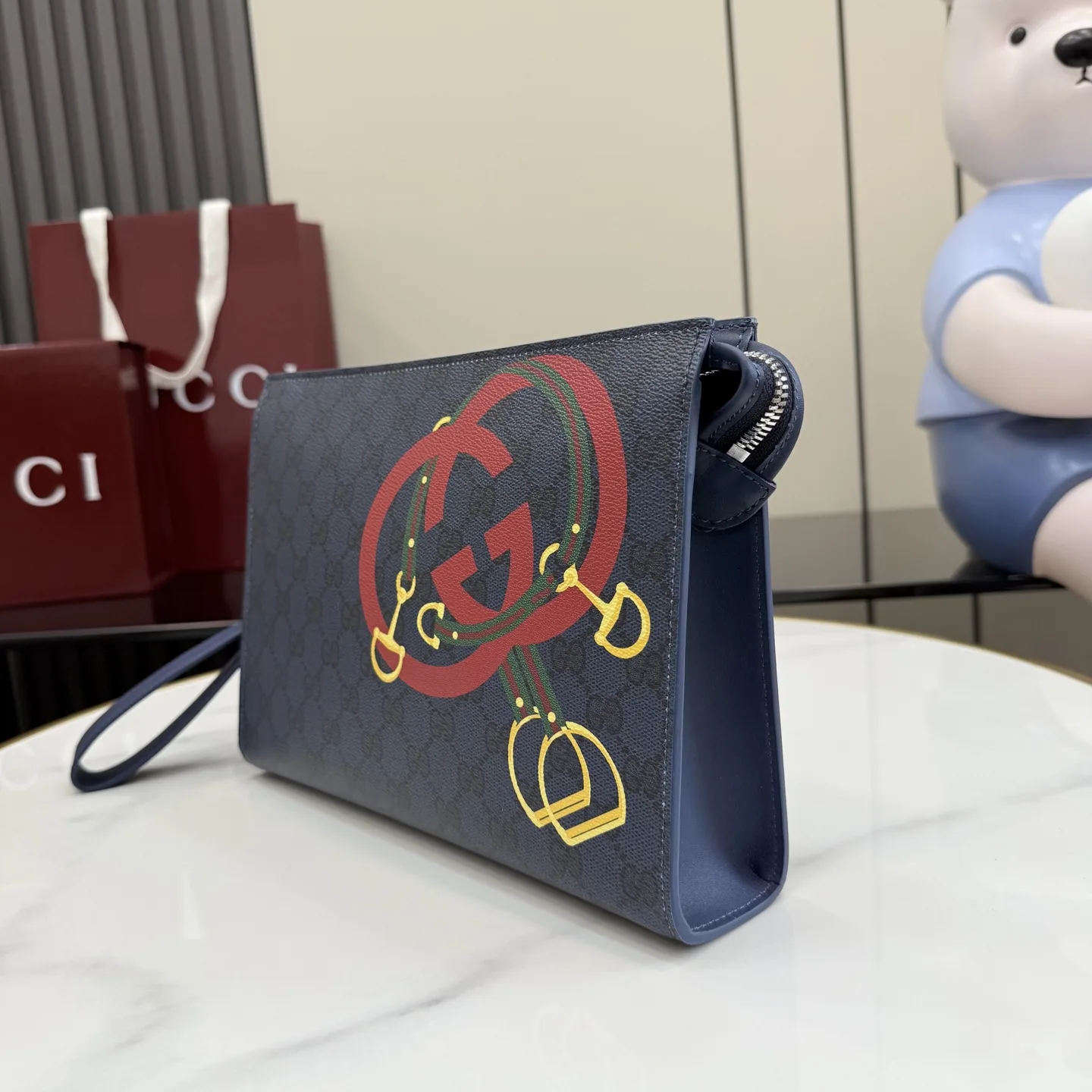 Gucci Navy GG Supreme Canvas Clutch product photo from LabelPicks