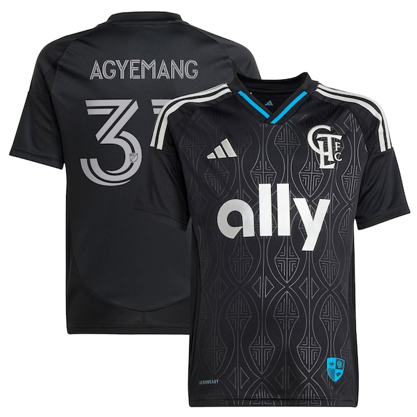 Patrick Agyemang Charlotte FC adidas Youth 2025 Fortress Kit Replica Player Jersey - Black